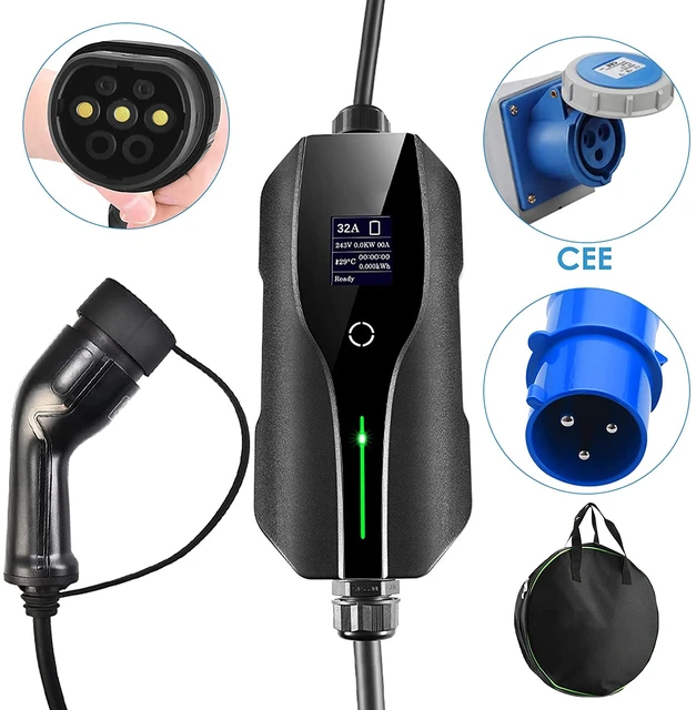 10A Type 2 Portable EV Mode 2 Charger for Electric Vehicle