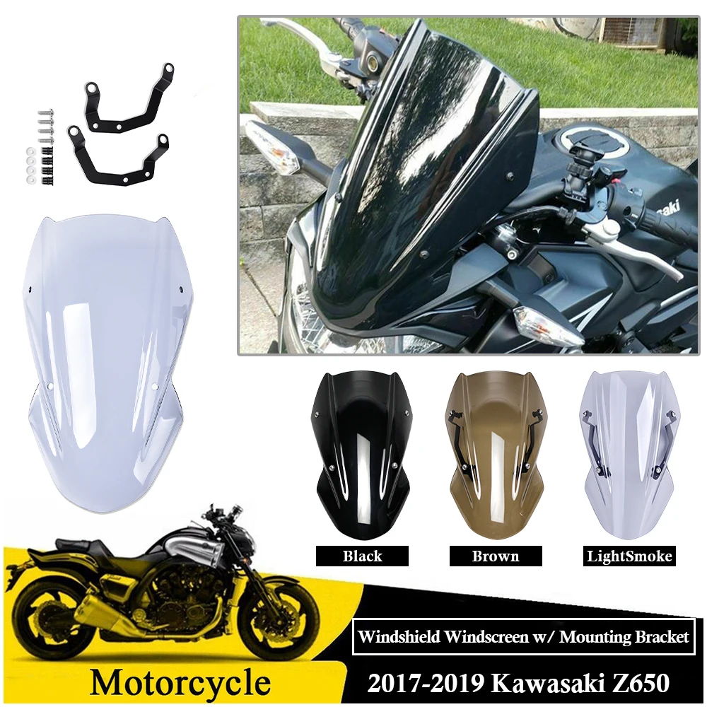 Для 2017 2018 2019 Kawasaki Z650 лобовое стекло мотоцикла с монтажным кронштейном|Козырьки от