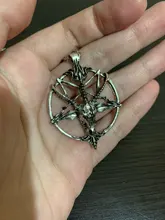 Collar de cadena con colgante de cabeza de cabra y calavera, joyería Vintage, pentagrama, hombre y mujer