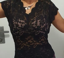 Hirigin-blusas de encaje para mujer, camisas acrílicas sexys para discoteca, blusas a la moda con escote en V profundo, Top de encaje Sexy con escote en V sin mangas