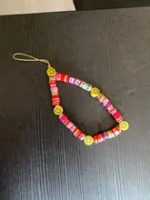 Go2Boho-cadena para la muñeca para mujer, soporte para teléfono, cadenas telefónicas de playa, correa de fruta, arcilla polimérica colorida, cordón de cuentas Heishi