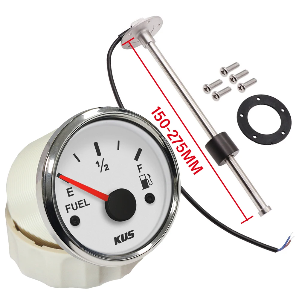 KUS 12V 24V Universal 2" 52mm Car Boat Motorcycle Fuel Level Meter Gauge  240~33ohm 0-190ohm with Red and Yellow available AliExpress