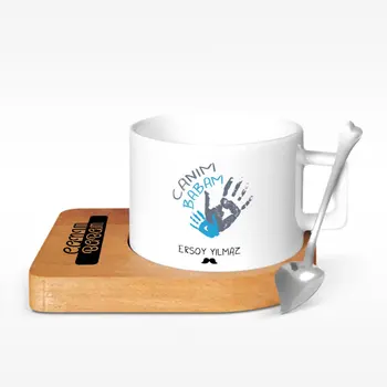 

Personalized Dear Dad Design Wood Altlıklı Ceramic Cup-1