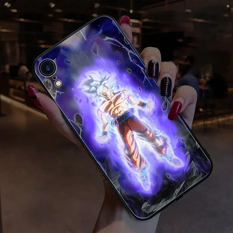 Mofi умный светодиодный светящийся чехол для телефона для iPhone XR XS MAX чехол Funda милый мультяшный узорный стеклянный чехол - Цвет: 01