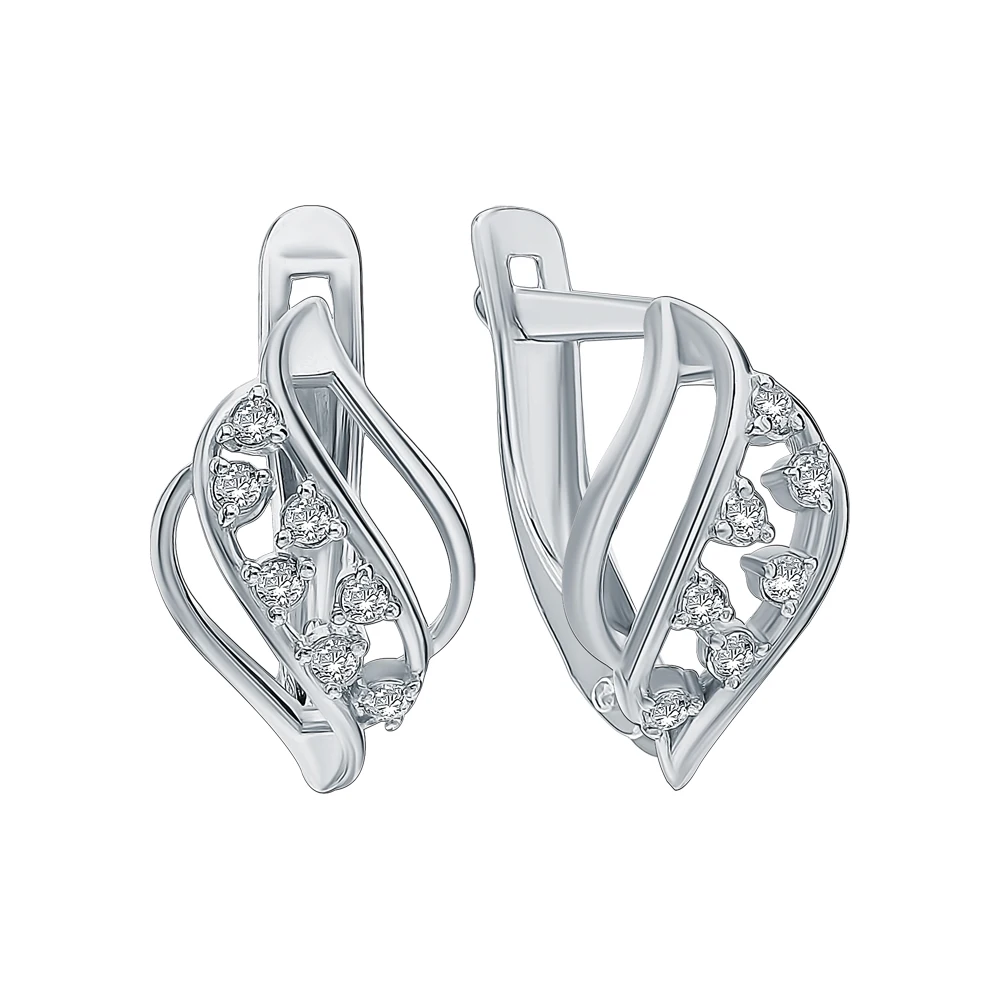 Silver earrings with cubic zirconium sunlight sample 925 | Украшения и аксессуары