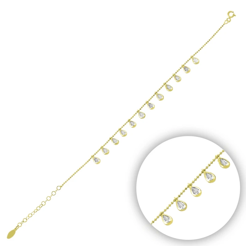 

Silver 925 Sterling Dangle Drop Zircon Stone Bracelet