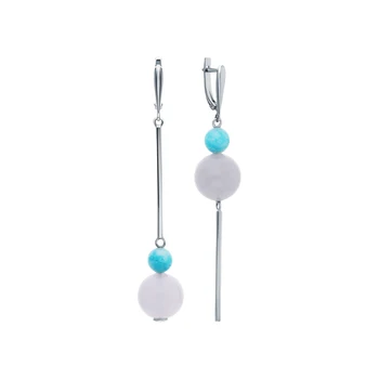 

Silver earrings with chalcedony sunlight sample 925