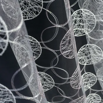 

Tulle circles balls transparent white embroidery decorative pattern for bedroom, living room, hall, kitchen, window