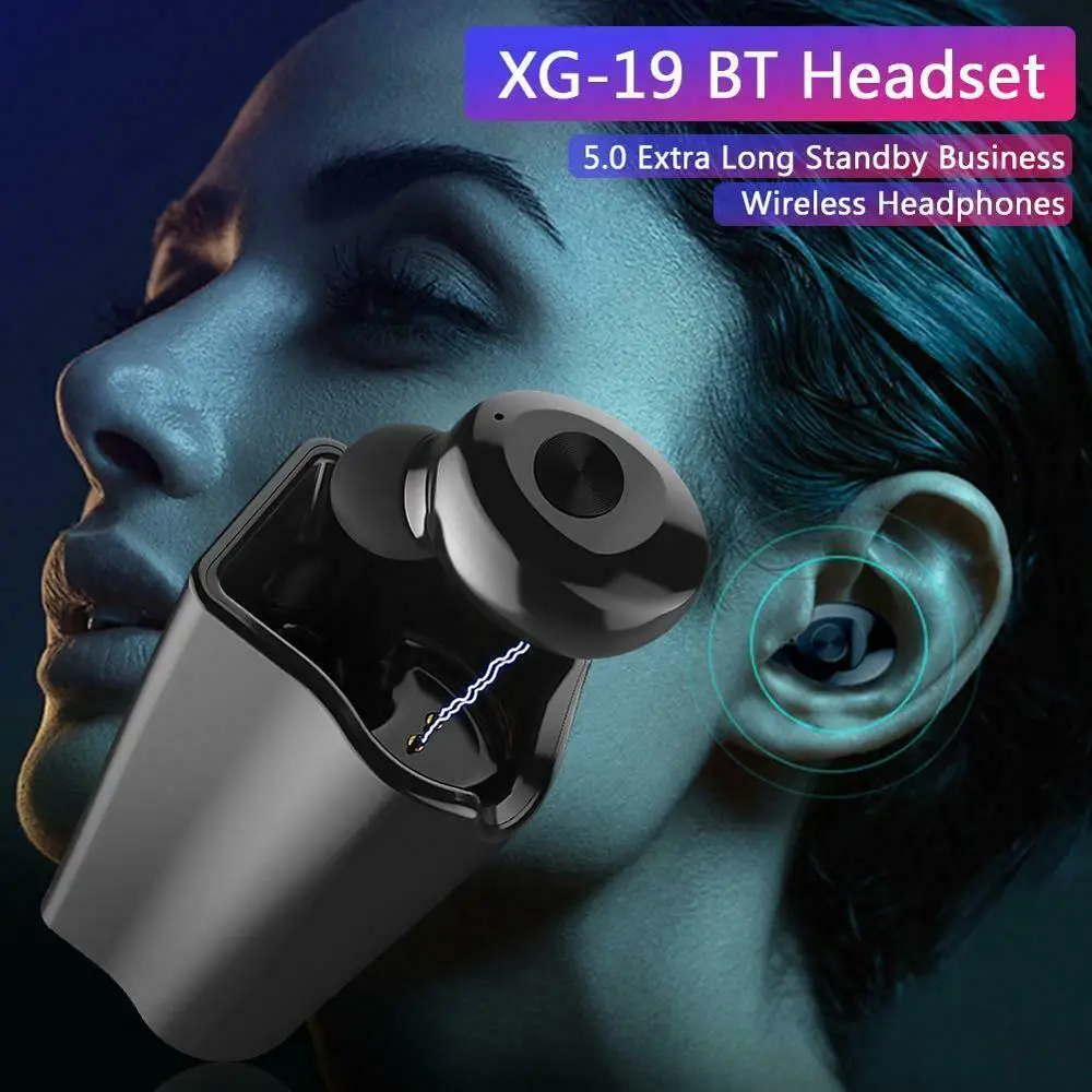 100 шт XG-19 Bluetooth 5,0 Беспроводные спортивные наушники мини долгий режим ожидания беспроводная гарнитура