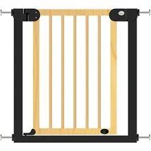 Барьер-калитка для дверного проема Baby Safe XY-006, 75-85 см, черный металл+ натуральное дерево