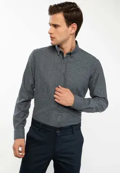 

DeFacto Casual Smart Man Long Sleeve Shirt Dark Color Dot Men Winter Autumn Turn-down Collar Office Format Shirts-J4365AZ18WN
