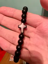 Pulsera con cuentas de Lava negra para hombre y mujer, brazalete con cuentas de Lava negra, hecho a mano, para rezar, Fitness, regalo de joyería para parejas