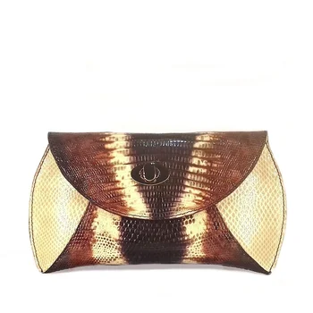 

TRENCADÍS. Leather bag. Clutch party fur lizard multicolor. night handbag