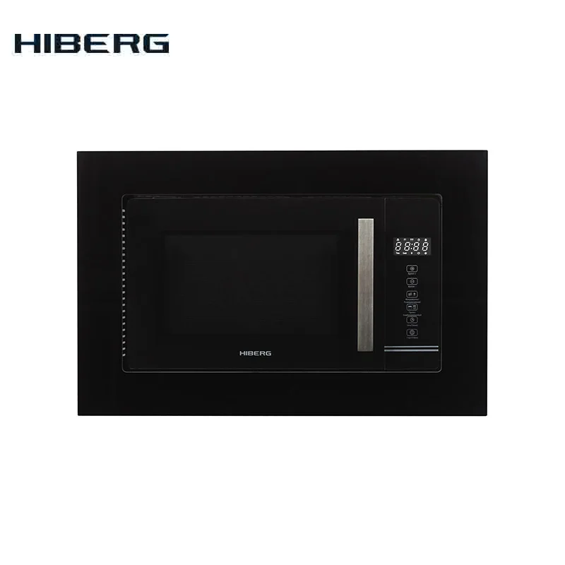 Встраиваемая СВЧ печь HIBERG VM 6502 B, стекло(сенсорный дисплей, 20л, без поворотного стола, Гриль, для шкафа 60 см шириной, 700В микроволн, Hi-Tech стиль