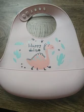 Baberos de dinosaurio de dibujos animados para bebé, babero de silicona sin BPA impermeable con botones para niño niña, ropa de alimentación de bebé ajustable