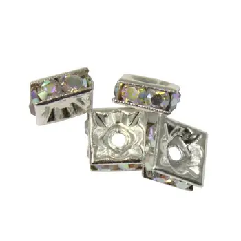 

Rondel square with rhinestones, 8*8mm (Rainbow)