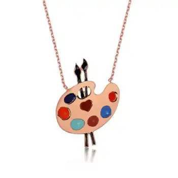 

KUTAYDAN 925 Sterling Silver Painter Palette Womens Necklace