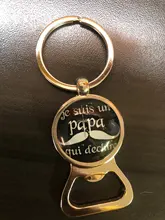 2021 Venta caliente amor regalos de llavero con abrebotellas Je Suis Un Beau papá Qui Dechire padre llavero con anilla titular joyería