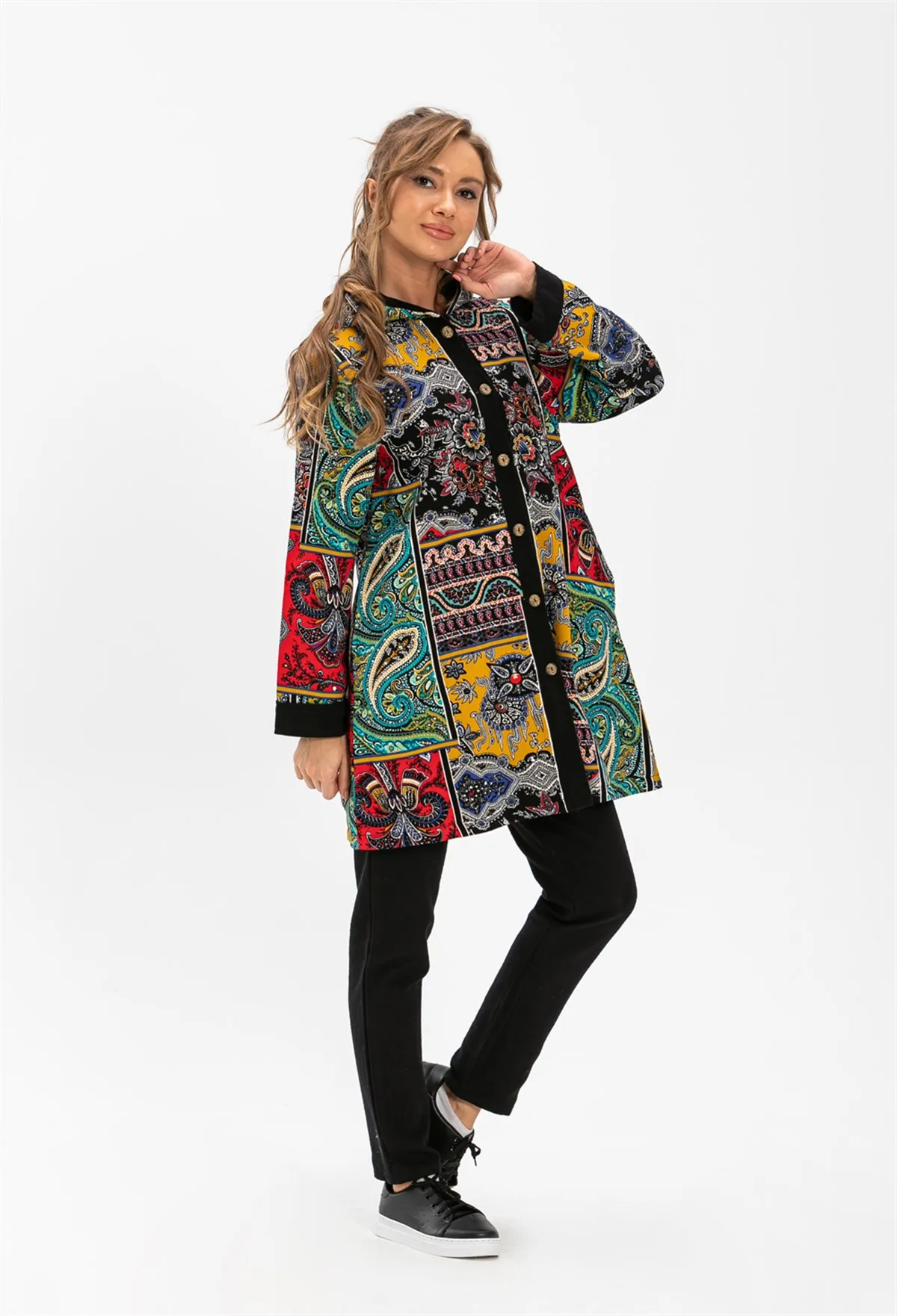 Handmade Flannel Fabric Paisley Patterned Winter Multicolor Hooded Women's Jacket 2022 New Fashion Outwear hand embroidered collar tassel detail woven flannel fabric short thick winter dress 2022 new fashion women s clothing 6 colors