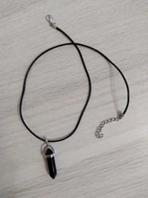 Colgante de cristal Natural con forma de columna Hexagonal para mujer, colgante de piedras, cadena de cuero, joyería