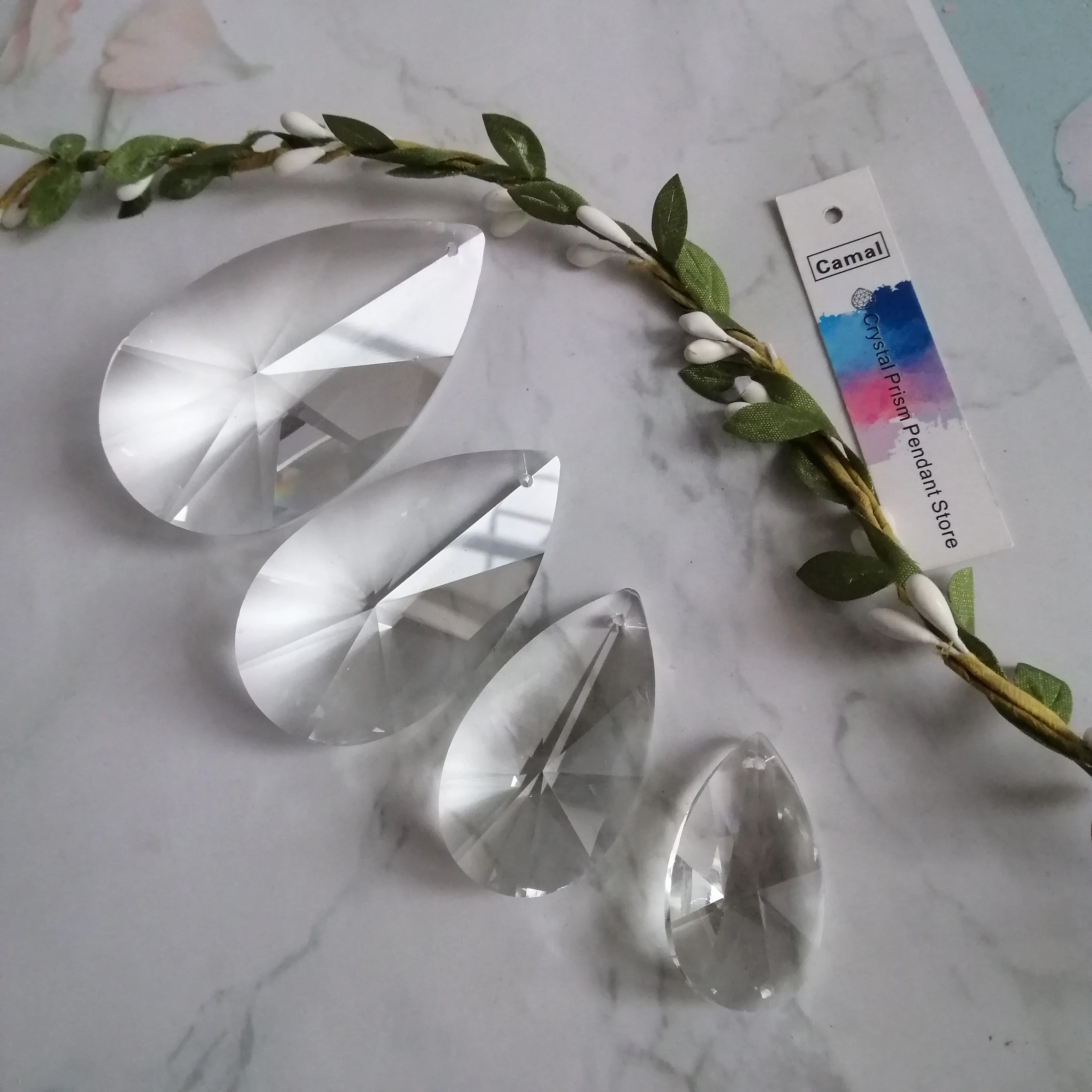 Pear-shaped Crystal Pendant Prisms Lamp Lighting Part Chandelier SunCatcher 1pcs