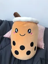 Cojín de felpa con forma de vaso de te de burbujas para niños, juguete infantil de peluche con forma de te de perlas