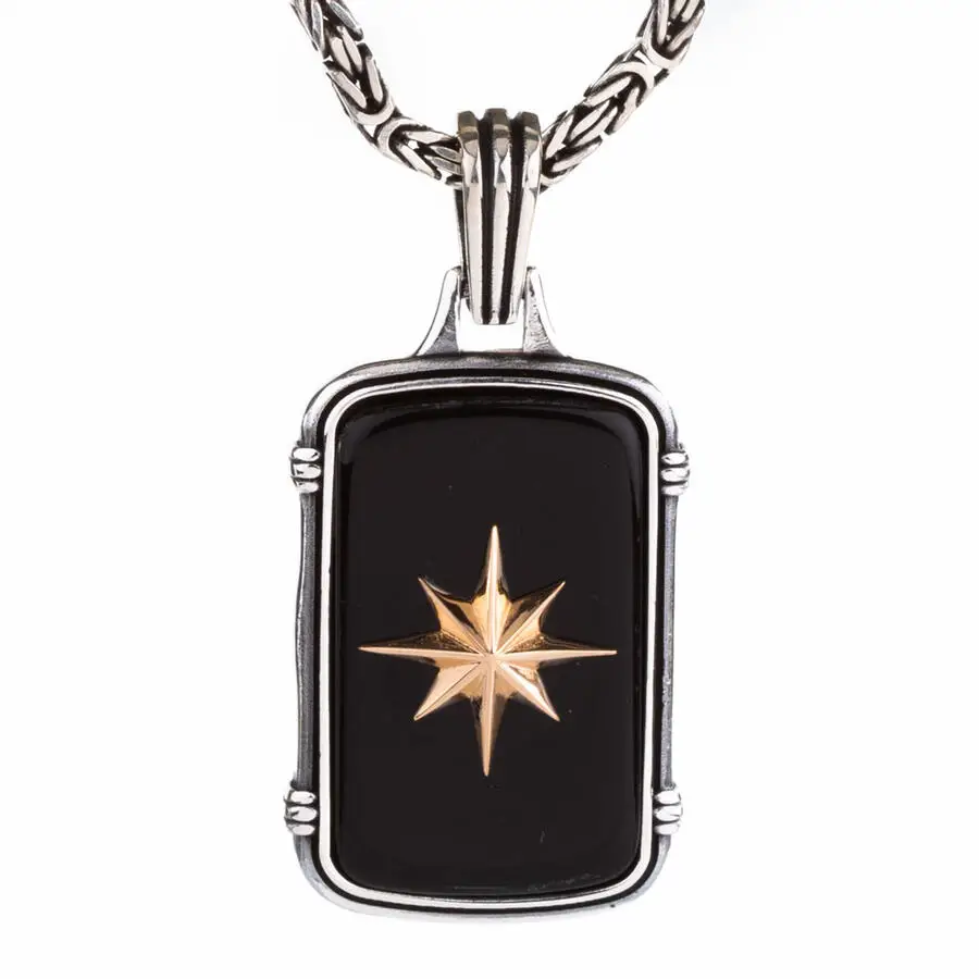 

Special Design 925 Sterling Silver Compass Model Men Necklace With King Chain Fashion Turkish Premium Quality Handmade Jawelery