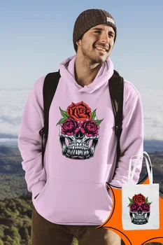 

Angemiel Wear Skull And Flower Pink Male Hooded Sweatshirt Bags Kombin