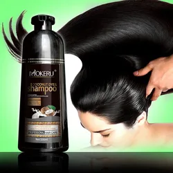 Mokeru 1pc Fast Dyeing Long Lasting Color Black Hair Shampoo Organic Pure Natural Coconut Hair Dye Shampoo for Hair Women Man