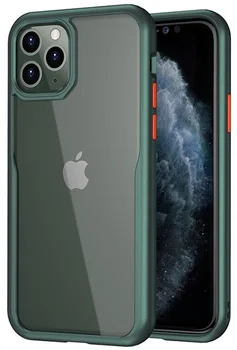 

Slim Case for iPhone 11 pro with green frames and Red Buttons, ultra hybrid series from caseport