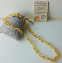 HAOHUPO-collar de dentición de ámbar del Caribe para mujer, Original, certificado de suministro, cristal Rosa + pulsera de ámbar dorado para regalo de bebé