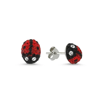 

KUTAYDAN Zircon Cubic Zirconia Ladybug Earrings 925 Sterling Silver