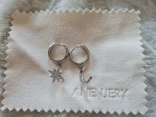 ANENJERY de Plata de Ley 925 moda novedosa de Luna estrella aro pendientes para las mujeres 2020 mejores regalos de Navidad de S-E1360