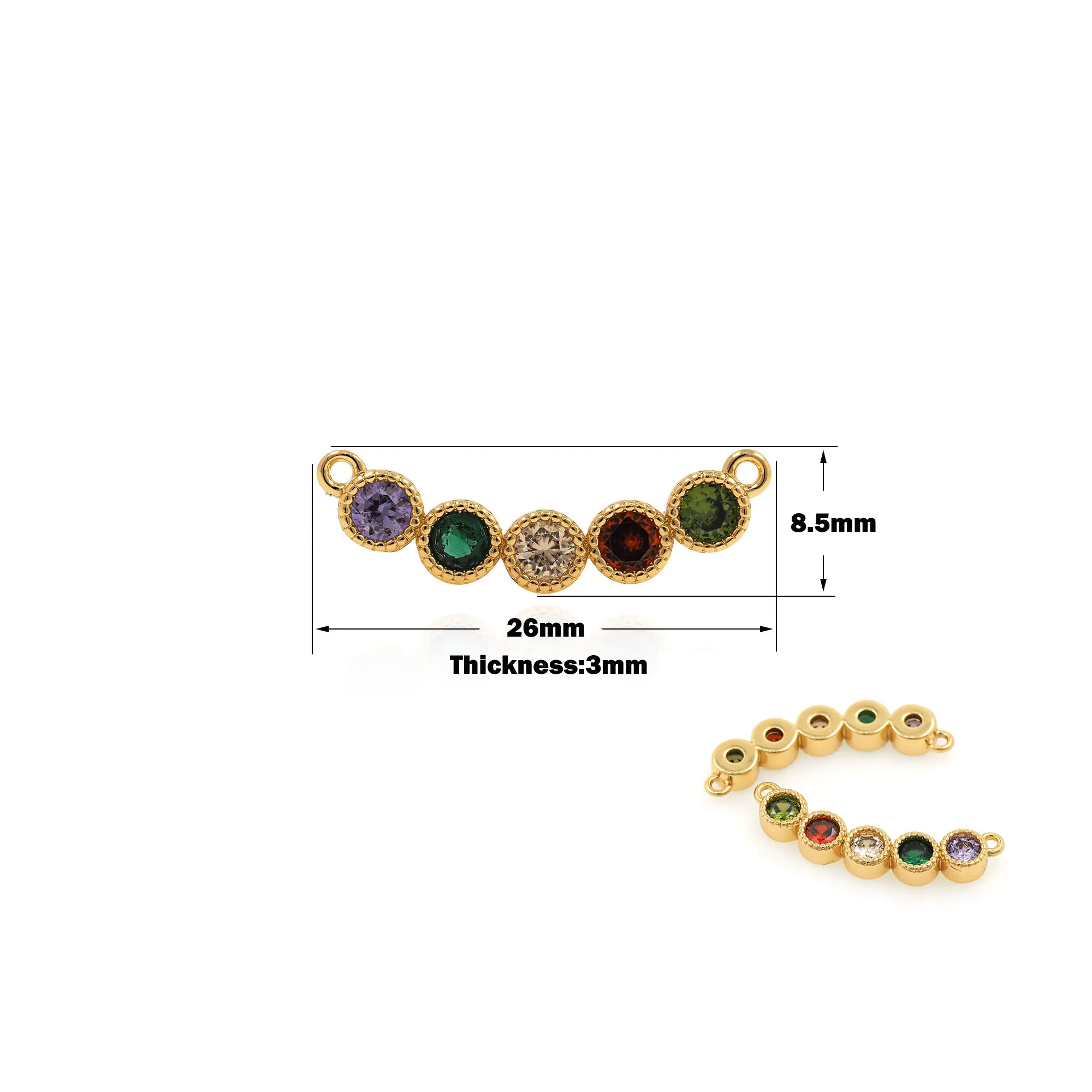 

Zircon Bar Connector Brass Gold Plated DIY Bracelet Necklace Jewelry Charm Connector Wholesale Rainbow Bar Round Bar Jewelry