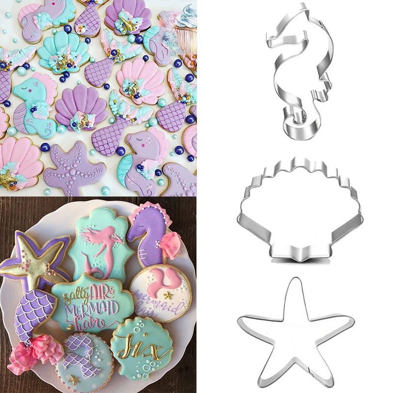1set Under The Sea Mermaid Ocean Cookies Molds Mermaid Starfish Biscuit Cutter Diy Baking Tool Birthday Party Decor Baby Shower Aliexpress