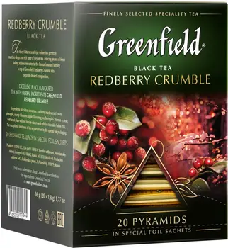 

Tea Greenfield "Redberry crumble", black with additives, 20 Pyramids