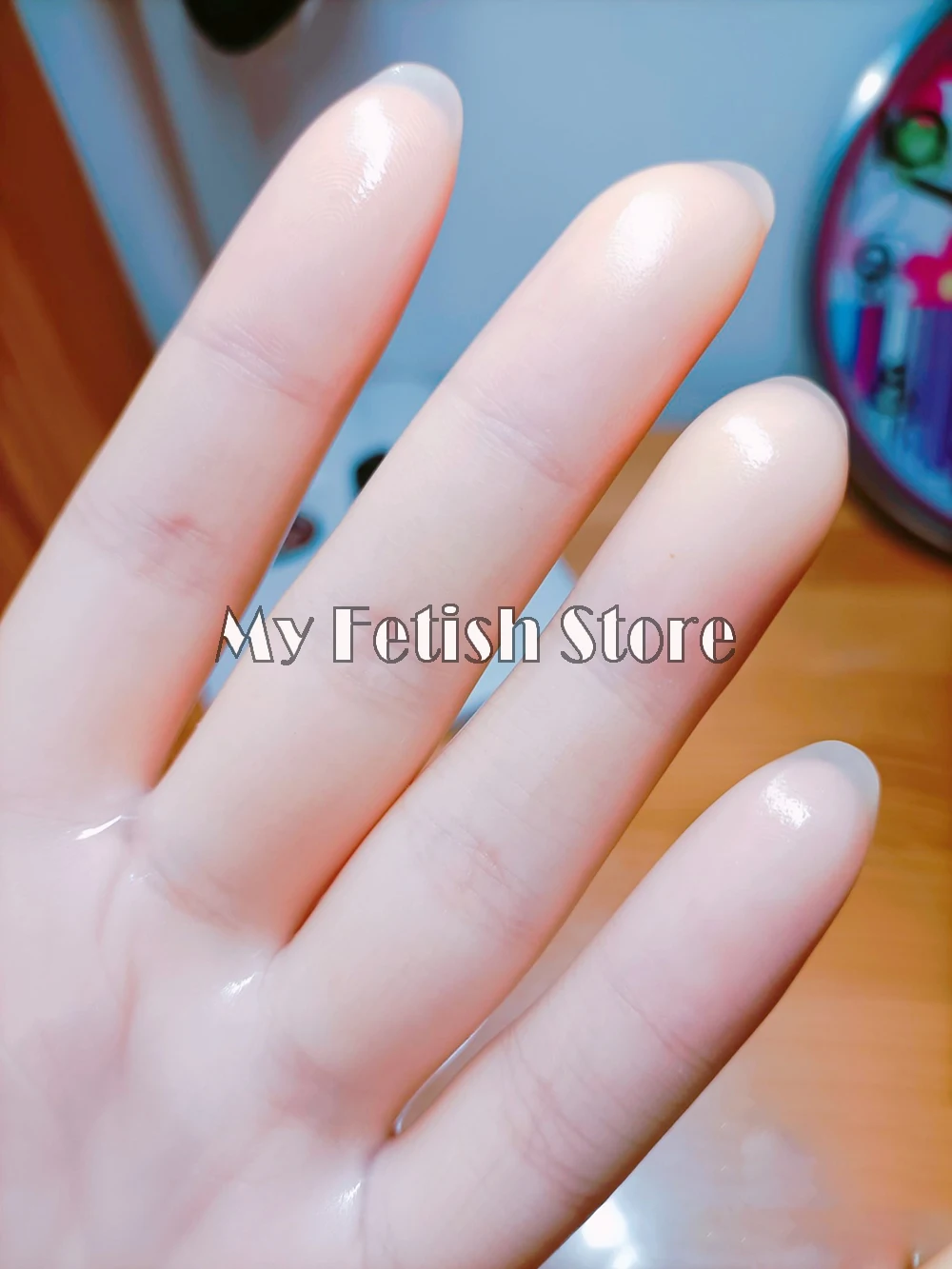 Big Super Thin Crossdress Oil Shiny Glossy Transparent Sexy Men's Fetish Shiny Latex Rubber Cosplay Kigurumi Gloves