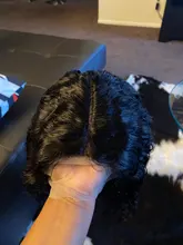 Pelucas frontales brasileñas de onda profunda, pelucas de cabello humano rizado con encaje Frontal, parte en T húmeda y ondulada, transparente