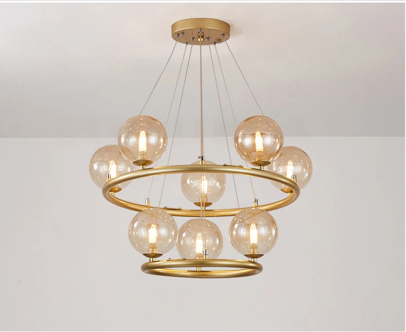 round chandelier Nordic Pendant Light For Living Room Hall Luxury Interior Decor Bedroom Kitchen Dining Table Led Chandelier Gold Hanging Lamp wood chandelier