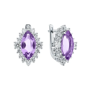 

Silver earrings with amethyst and cubic zirconia sunlight sample 925