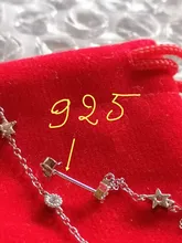 BOAKO-Pendientes de cadena con borlas para mujer, aretes colgantes de estrella, Pendientes para Piercing de plata 925 Kolczyki #9,2