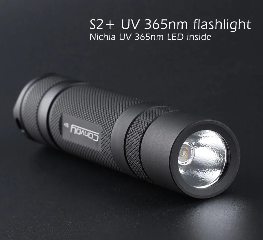 2020 Convoy S2+ black UV 365nm led flashlight nichia 365UV in side OP reflector Fluorescent agent detection | Освещение