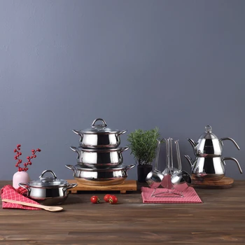 

Emsan 15 Pieces COOWARE SET STAINLESS STEEL FIRST QUALITY NON-STICK COFFEE POT SET TEA KETTLE CHEF KITCHEN TURKEY FAST SHİPPİNG
