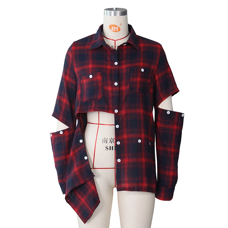 silk blouses Winter Women Shirt Vintage Oversize Plaid Shirt Pockets Long Sleeve Turn-Down Collar Thick Blouse Autumn Casual Warm Outwear womens blouses Blouses & Shirts