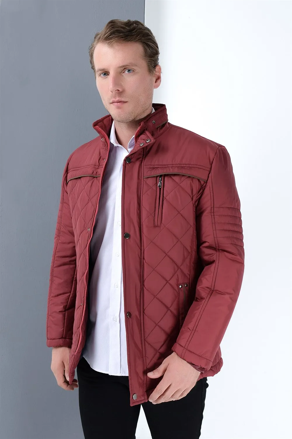 M8616 Пальто DEWBERRY-бордовый