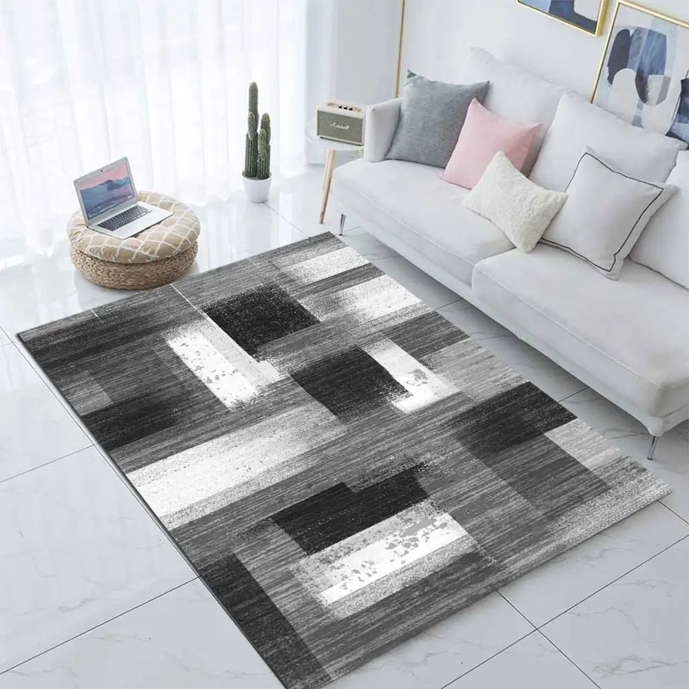 Else черный серый белый акварельный Nordec абстрактный 3d принт Нескользящая микрофибра для гостиной современный ковер моющийся коврик