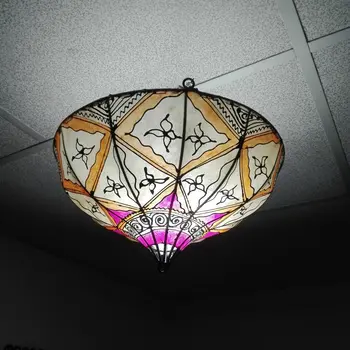 

Moroccan Chandelier Lamp Lantern Leather Iron Henne Oriental Ethnic 1241