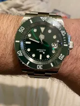 San Martin -Reloj de cuarzo con cristal de zafiro, pulsera de reloj mecánico, automático, con esfera de cerámica y con fecha