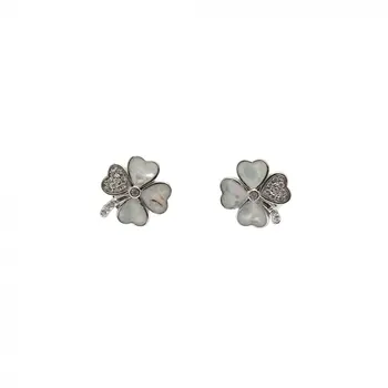 

Dainty Minimal Pearl Four Clover Earrings 925 Sterling Silver