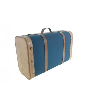 

Large suitcase wood lined with canvas blue. Measures: 60x38 cm.
